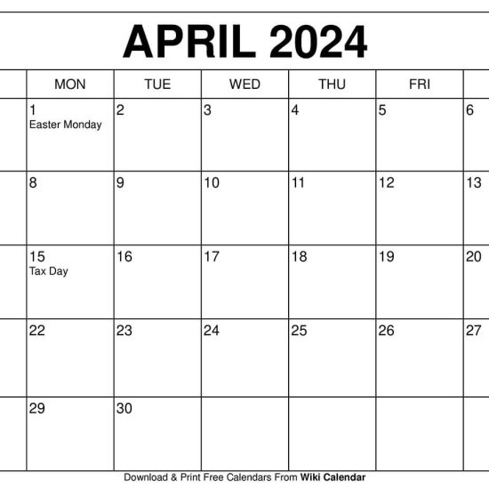 april 2024 calendar