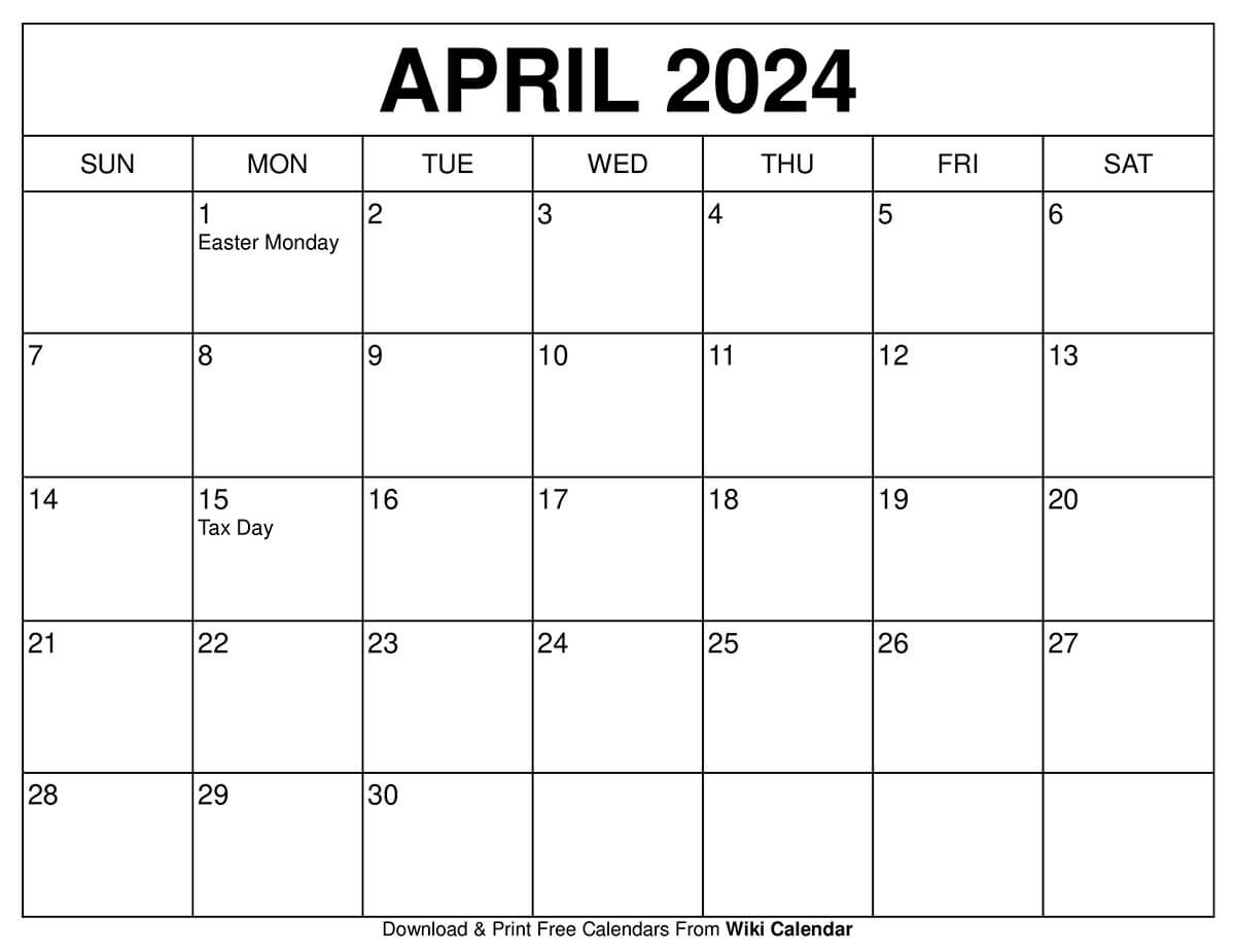 april 2024 calendar