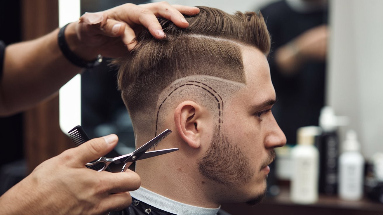 haircut with line on side